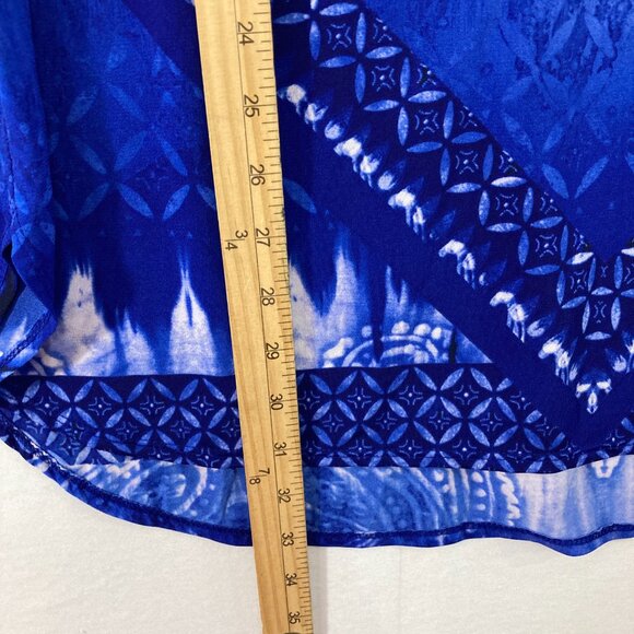 Nygard Top size XL Blue Abstract Boho Embellished Stretch 3/4 Sleeve Casual - Picture 5 of 10